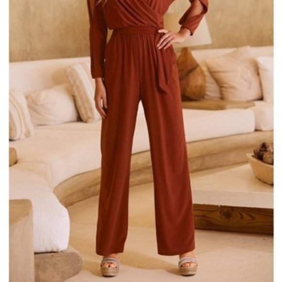 Boston Proper Cold Shoulder Surplice Jumpsuit - Size S - Picture 3 of 11